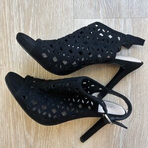 Black Geometric Slingback Sandals